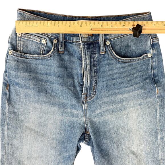 Madewell Blue Distressed Raw Hem Light Wash Stretch Perfect Vintage Jeans sz 26 - Picture 6 of 11